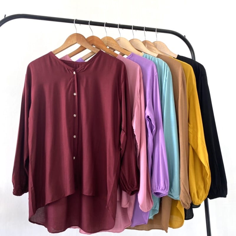 KEMEJA POLYNA BLOUSE POLOS DAILY RAYON VISCOSE