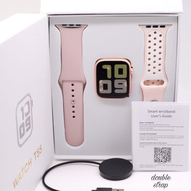 BS-Jam tangan Smart Watch T55 T500 Double strap bisa telfon dan ganti walpaper