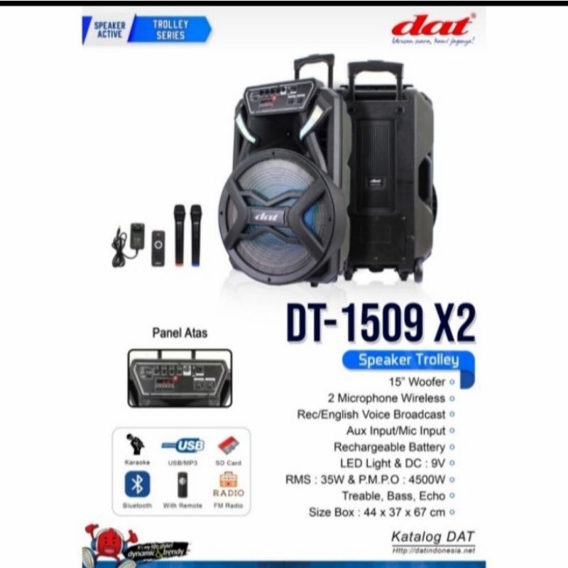 SPEAKER PROTABLE DAT DT 1509 X2 SPEAKER BLUETOOTH DAT DT 1509 X2 ORIGINAL