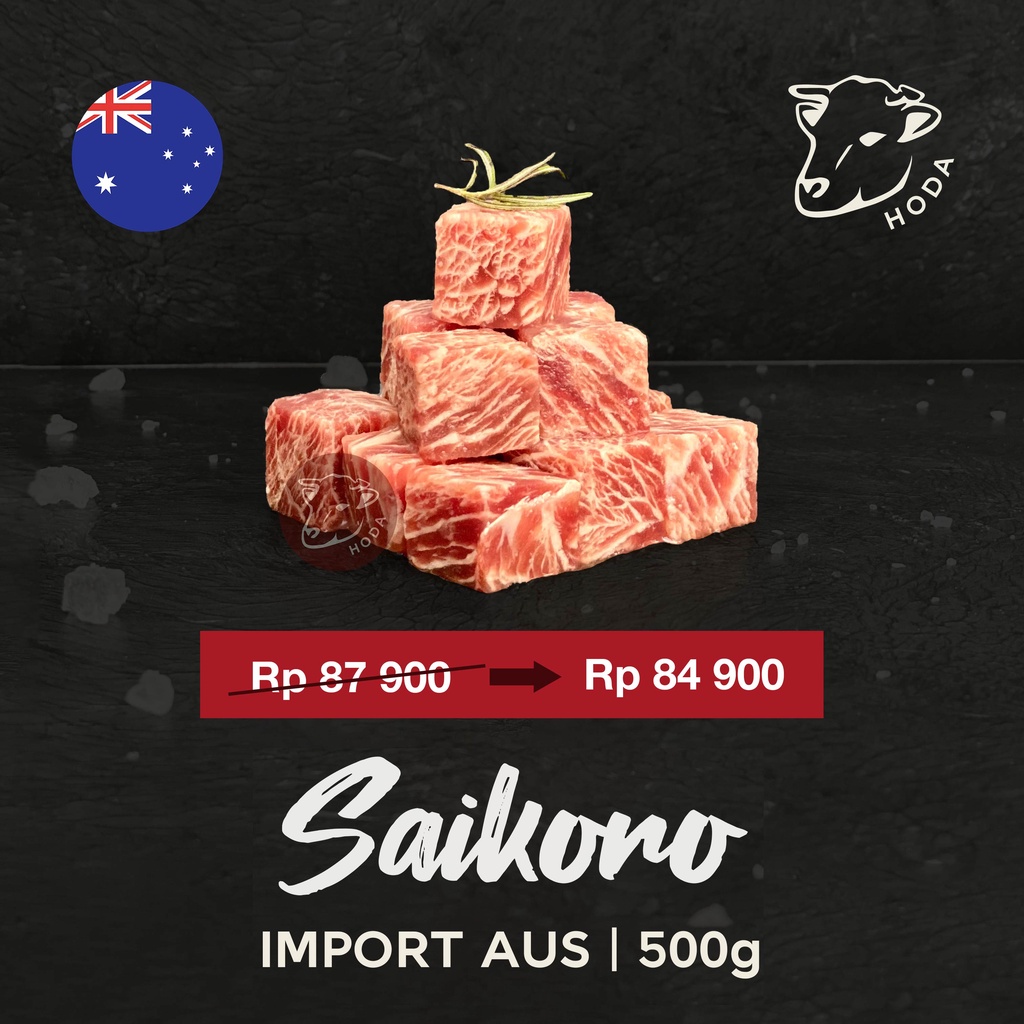 

Saikoro Beef Wagyu/ Beef Cubes Wagyu Meltique Premium Impor AUS 500gr