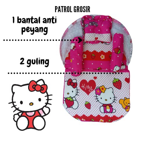 KASUR LIPAT KELAMBU KARAKTER HELLO KITTY SET BANTAL GULING TERMURAH