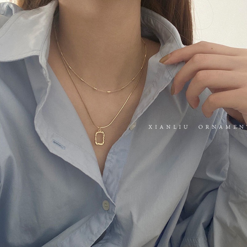 Simple Gold Necklace Korean Style Double Chain Accessories Women Fashion Jewelry