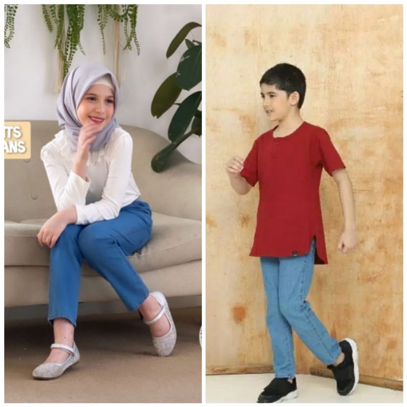 KSHFASHION I Jeans Anak Junior Unisex 5-12 Tahun I Celana Anak Perempuan I Celana Jeans Anak  Little Dino