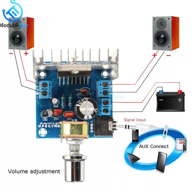 Audio Amplifier TDA7297 Versi B DC 9-15V 15W x2 Stereo dual Channel 15W + 15W