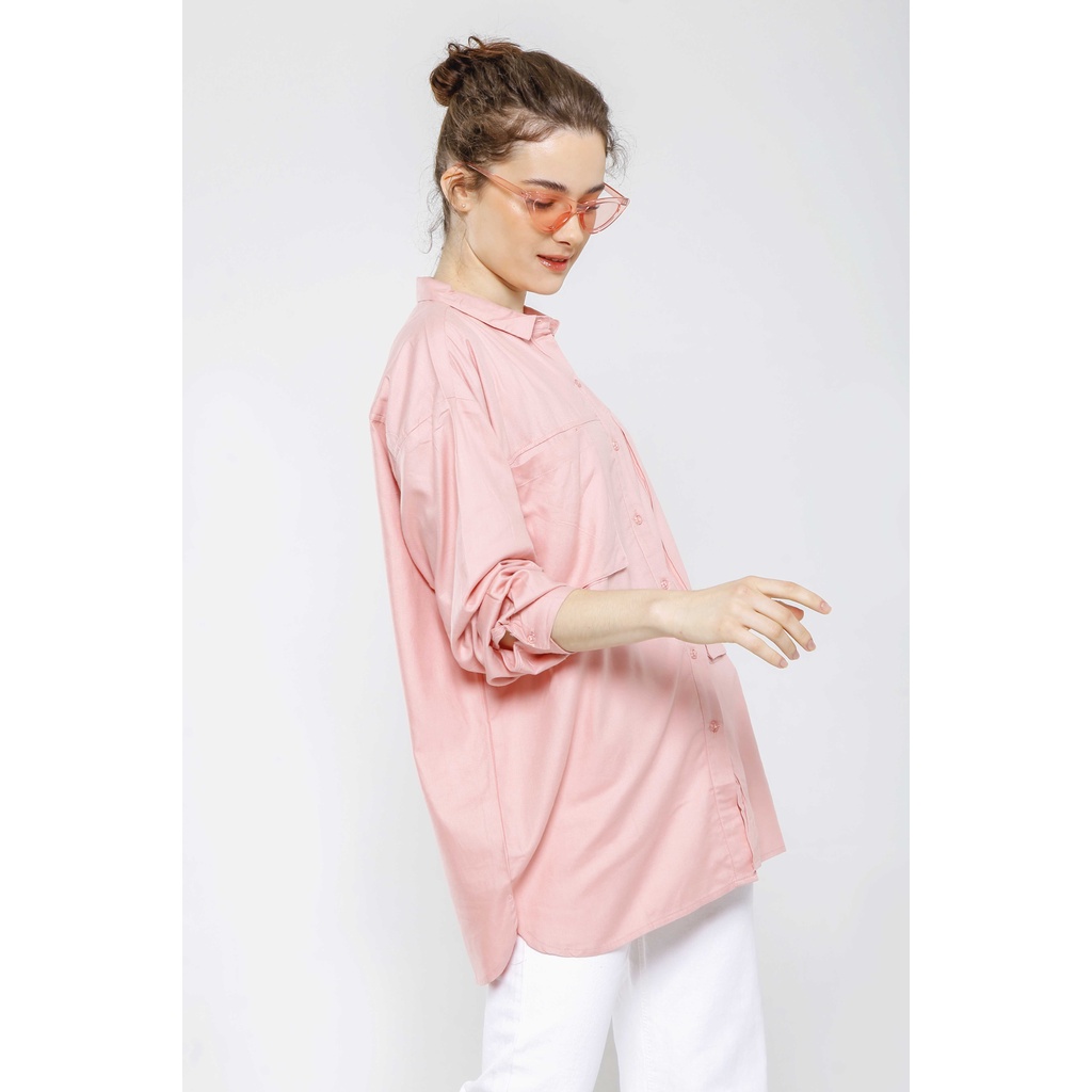 Gaudi Atasan Kemeja Wanita Torvi Oversized Shirt-Dusty Pink