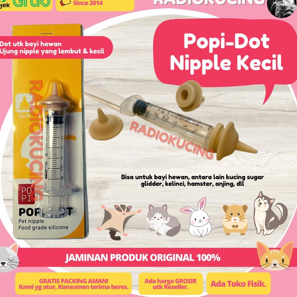 [Miliki Juga] POPI Popi-Dot Kecil Dot Alat Bantu Susu Bayi Kucing Kitten Suntikan Spuit Lembut Mirip