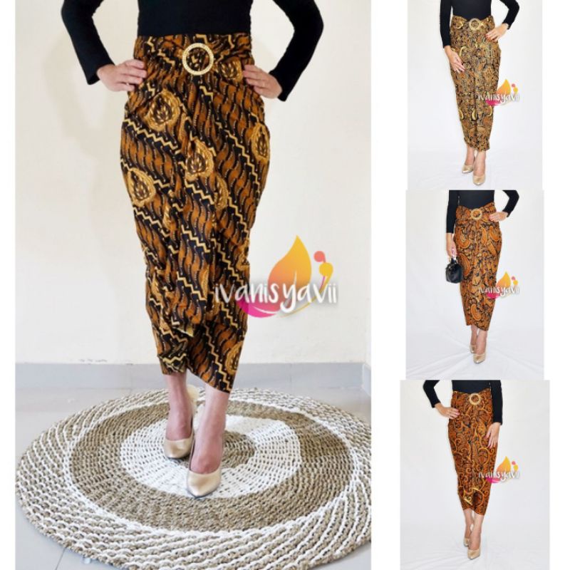 Rok Lilit Motif Batik - Rok Lilit Cantik, Free Gesper