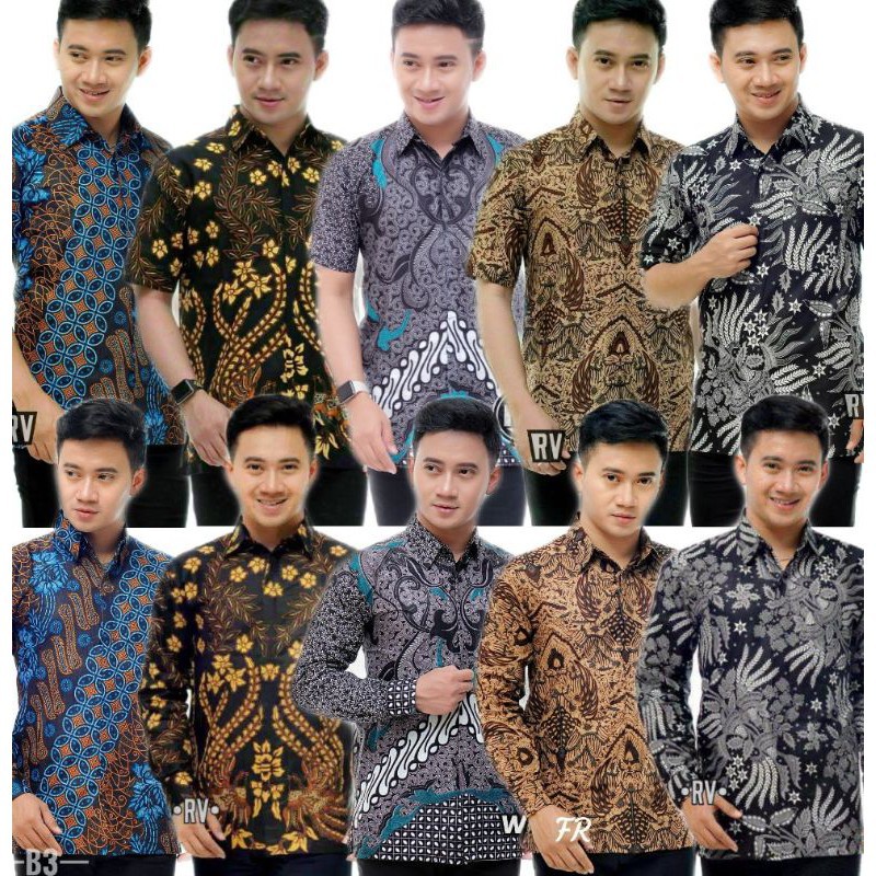 BSWART Batik HRB026 Kenongo Hem Pendek Padi Pekalongan M L XL Batik Pria MURAH Modern (COD)
