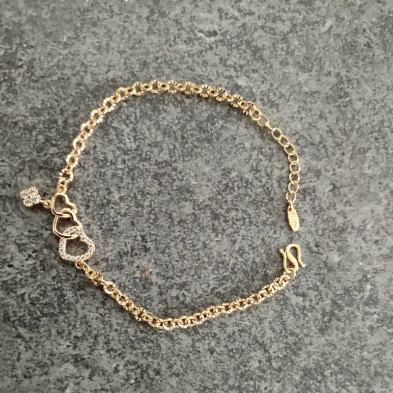 Gelang Yaxiya Rantai Love Zircon warna Gold G08086