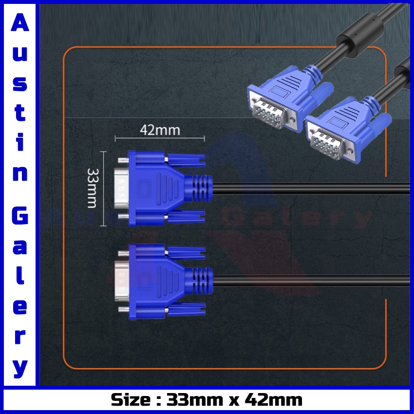 VGA TO VGA Full HD1080P VGA Male TO VGA Male Untuk PC Monitor Laptop HDTV
