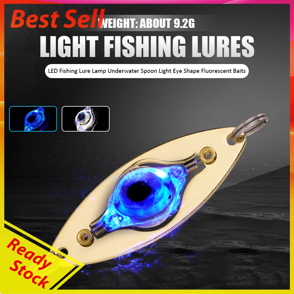 LED Fishing Lure Lamp Underwater Spoon Light Eye Shape Fluorescent Baits