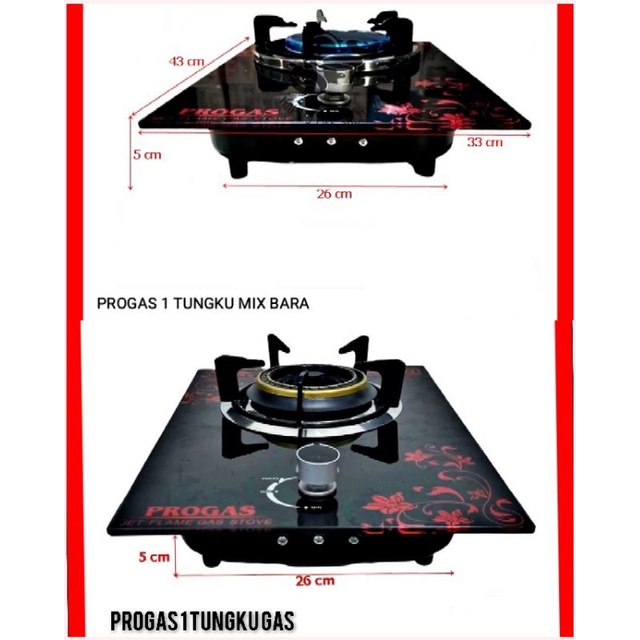 PROGAS  Kompor Gas 1 Tungku Kompor Kaca Tanam/Duduk