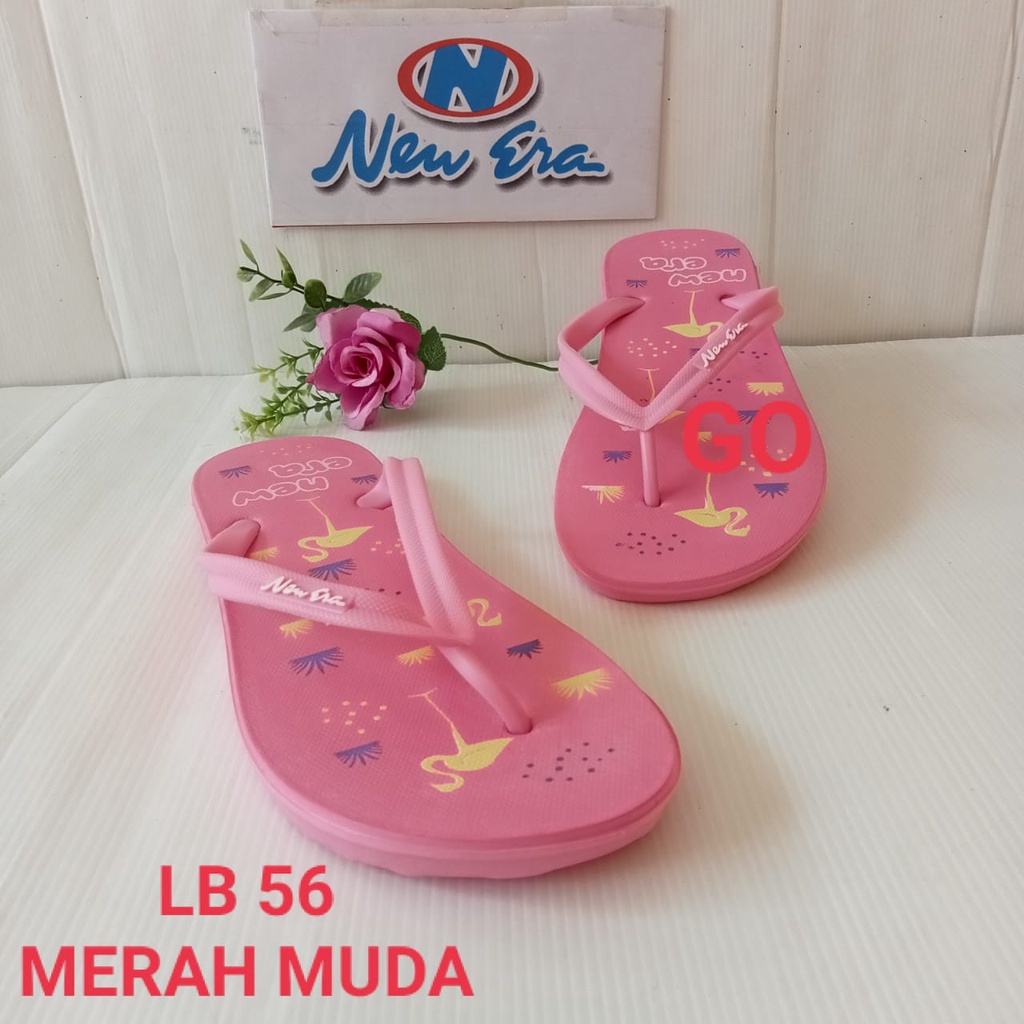 gof NEW ERA LB CNC 56 FL Sandal Japit Motif Flamingo &amp; PUFFY IMPORT GIVE ME LOVE, IMPORT STRAWBERRY KOTAK Sandal Wanita Japit Casual