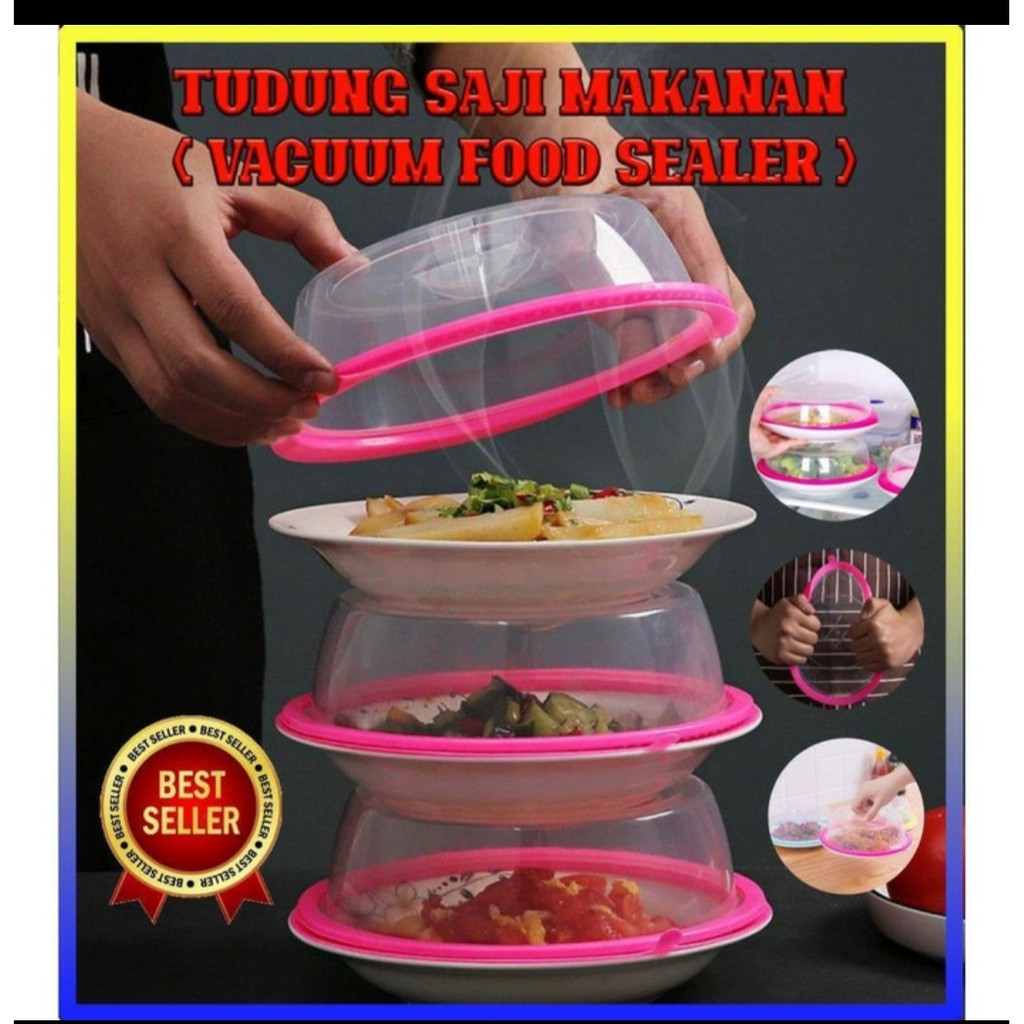 GHM - TUDUNG SAJI VACUUM makanan / FOOD COVER VACUUM FOOD SEALER warna pink