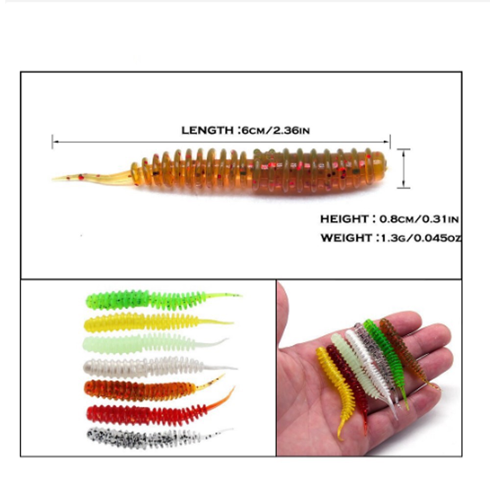 (READY Stok) 5Pcs/Lot 6.5cm/1.2g MASTA UL Plastik Lembut Cacing Mengambang Air Memancing Umpan Spiral Ekor Udang Buatan Karet Umpan Lembut