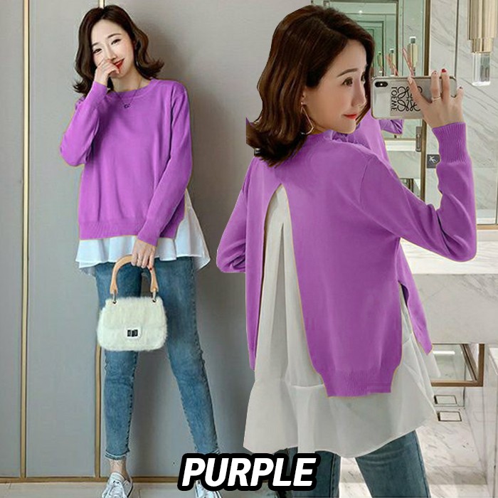 KARAKOREA 9000 Yura Knit and Blouse Set/Blouse Wanita Korea/kemeja wanita casual