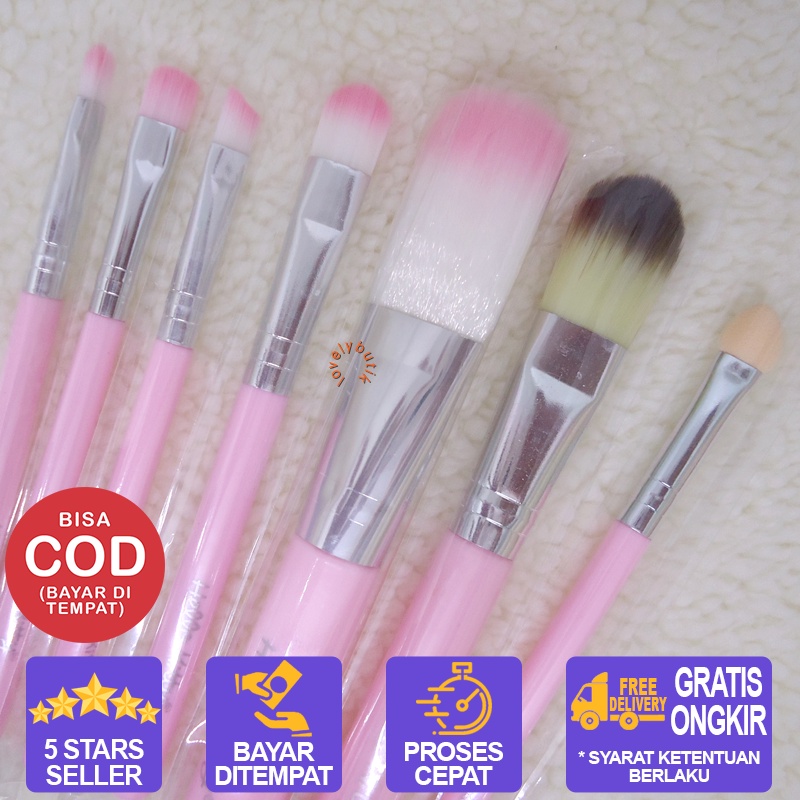 Lovelybutik -  Kuas Makeup 1 Set / Kuas makeup 1 set brush Cutie 7 Ins 1 / Kuas  Makeup Set Lengkap / Kuas makeup Tabung / Kuas / Kuas Makeup Lengkap / Kuas Makeup Murah