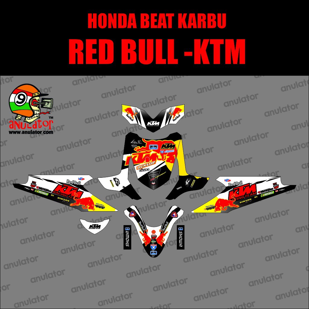 Sticker Striping Motor Stiker Honda Beat Karbu Red Bull Ktm Spec A