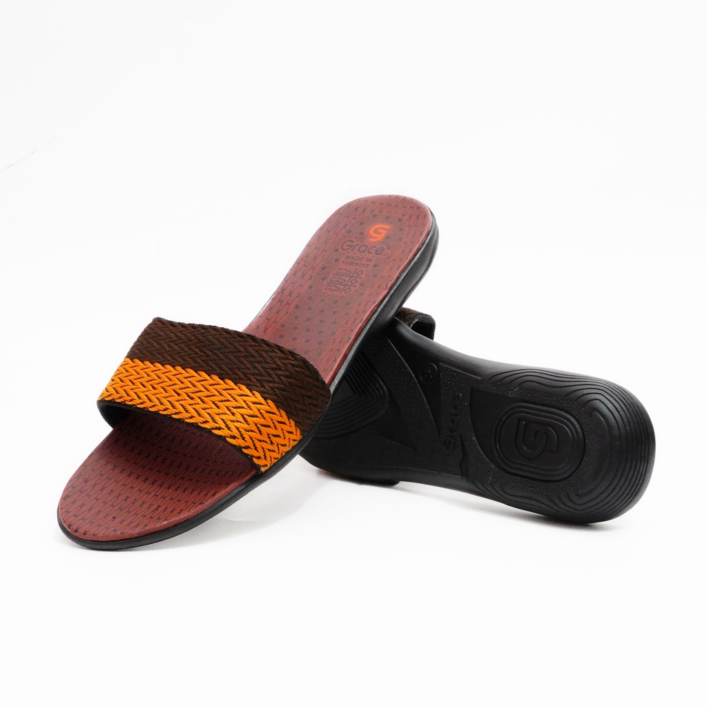 GRACE [Rajut Selop Tapak Coklat] Sandal Cewek Turki Rajut/ Sandal Wanita Turkey Slop/ Sendal Cewek