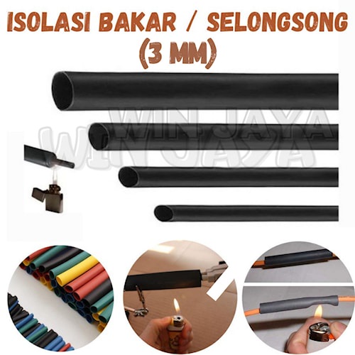 ISOLASI BAKAR KABEL SELONGSONG BAKAR PERMETER SELONGSONG KABEL 3mm HEAT SHRINK SELANG