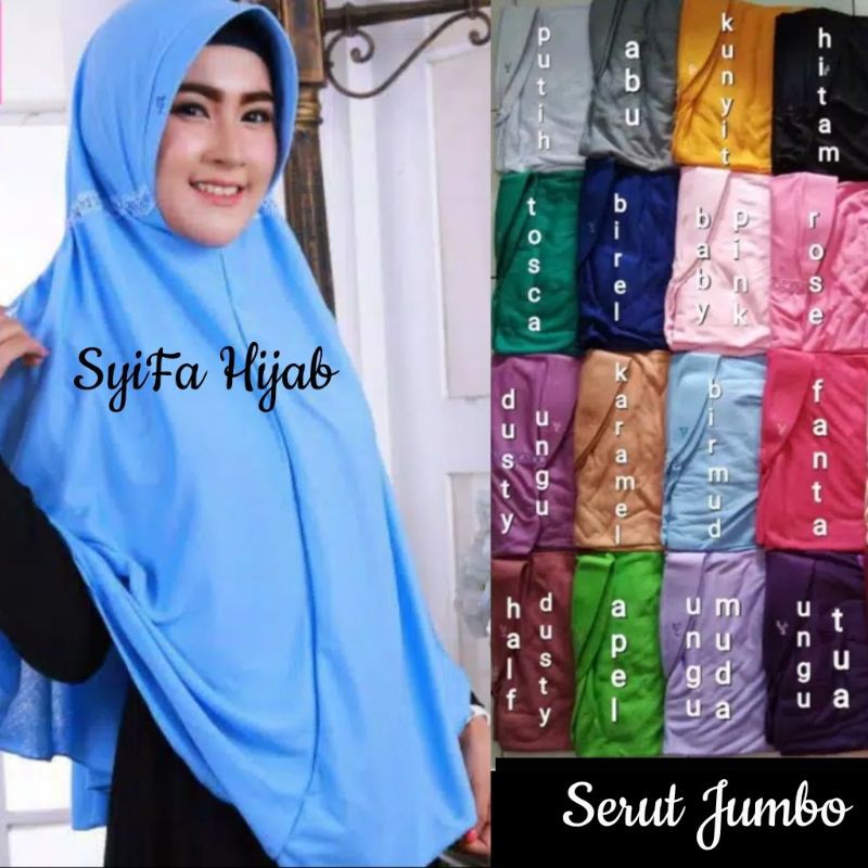 Jilbab Serut Pita Jumbo / Rabbani KW Jumbo / Bergo Serut Pita Big Size / Hijab Serut Jumbo Murah