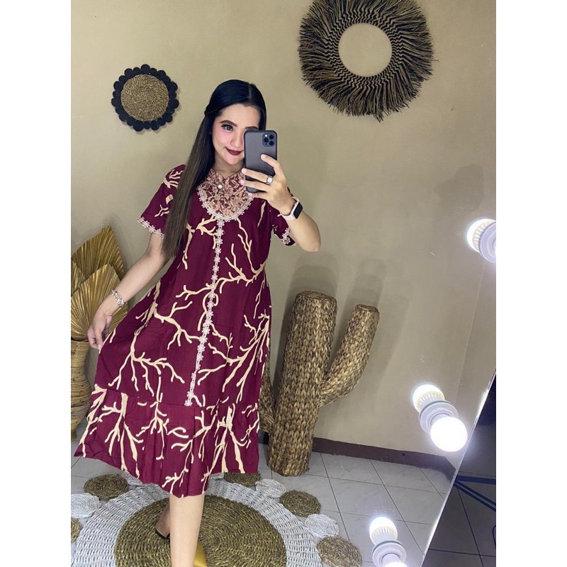 DASTER ARAB BRUKAT AKAR MELATI | RAYON SUPER GRADE A | RESLETING DEPAN BUSUI | RENDA Milo ORI-DASTER MARUN