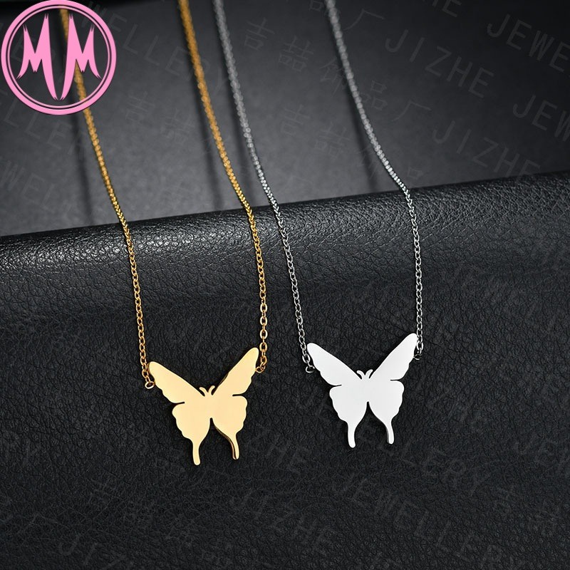 MORYMOSHI N673 Kalung Wanita Kupu-Kupu Titanium Stainless Anti Karat Anti Luntur Fashion Korea