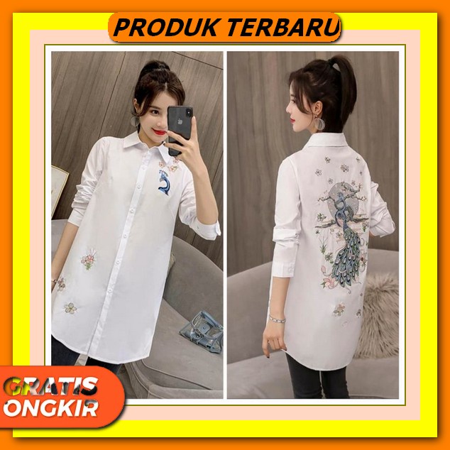 Baju Tunik Lengan Balon Blus Moscrepe Bluse Panjang Polos Daily Wanita Bahan Premium Model Terbaru K