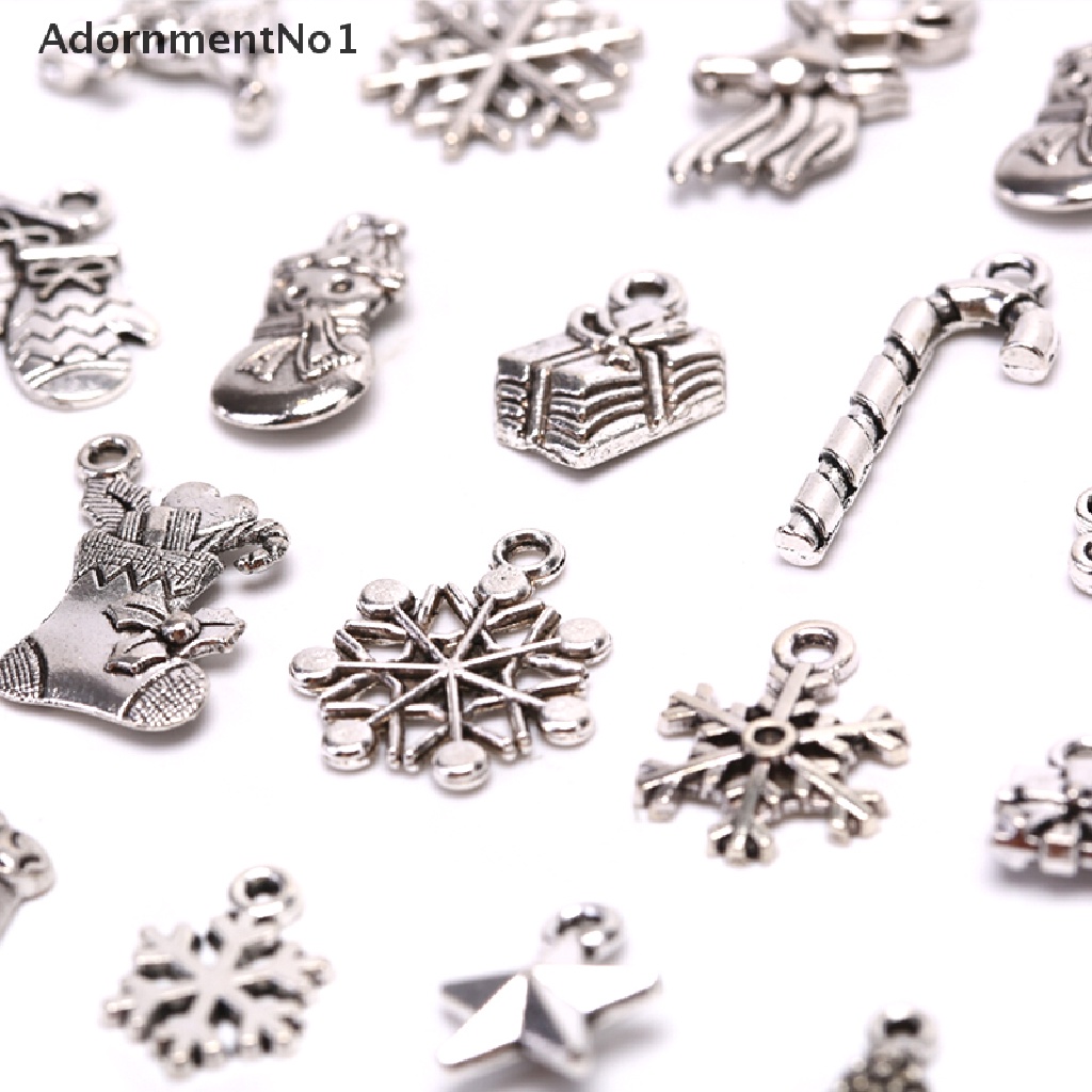 (AdornmentNo1) 19pcs / Set Liontin Silver Tibet Motif Natal Untuk Aksesoris Perhiasan Charms