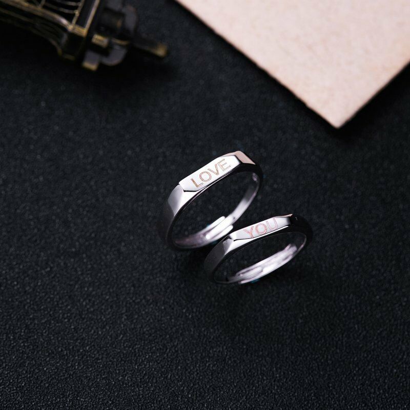 1pc/2pcs Set Perak Pribadi Ukiran DIY Nama Cinta Pasangan Cincin Kawin Cincin Persahabatan Untuk Pria Dan Wanita Perhiasan Hadiah