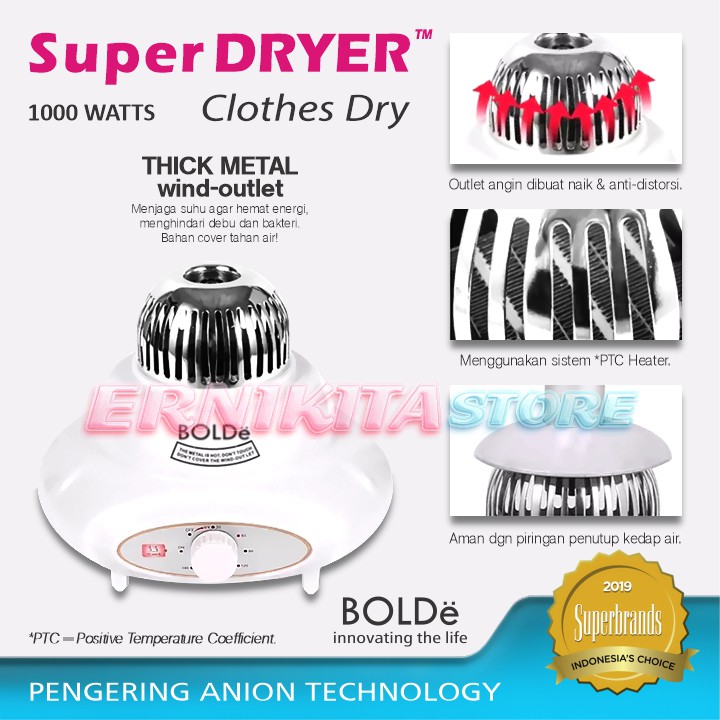 BOLDe SUPER DRYER - Jemuran Listrik Alat Pengering Baju