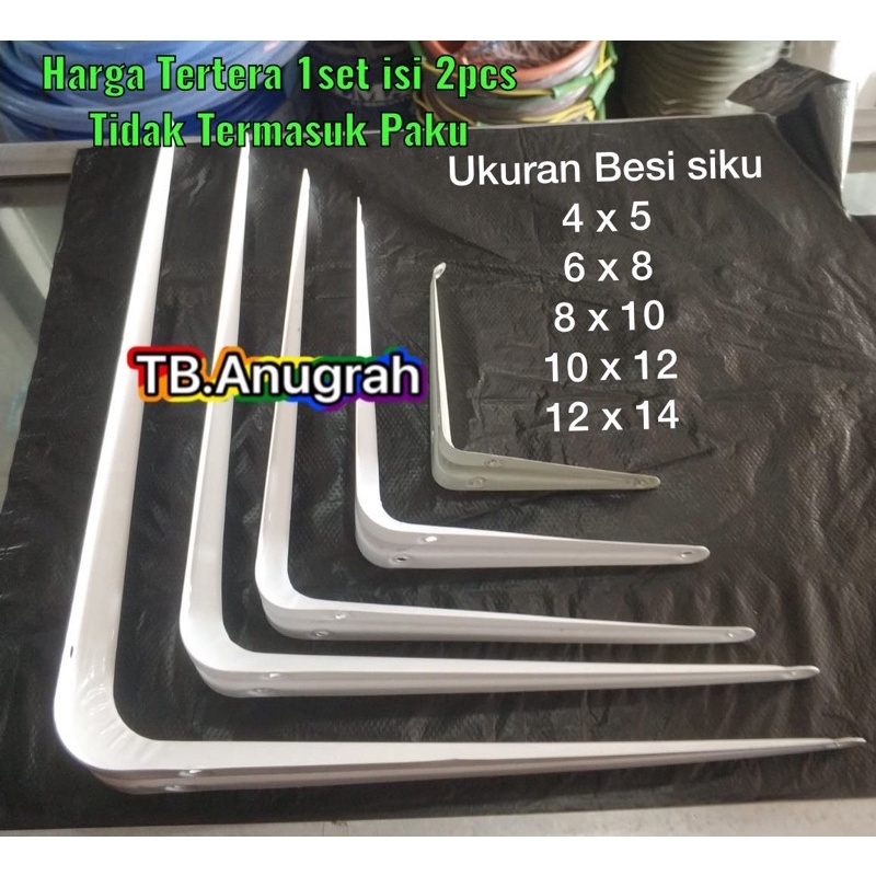 Siku Rak Besi L Shelf Bracket Penyangga Ambalan 1 set Siku penyangga rak dekorasi ruangan putih varian size