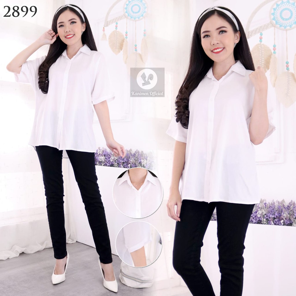 KEMEJA WANITA POLOS LENGAN PENDEK BASIC KATUN RAYON 30s -2899--3