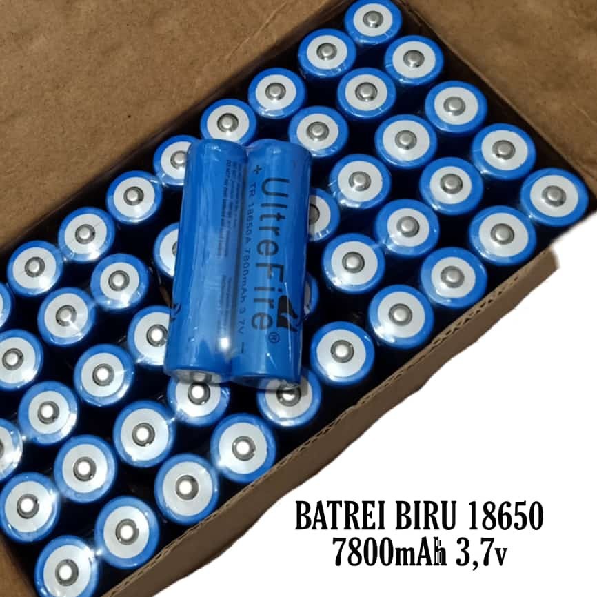 BATREI / BATERE / BATERAI / BATRAI / BATRE  ISI ULANG / CAS 18650 3,7 V BIRU BATTERY RECHARGE