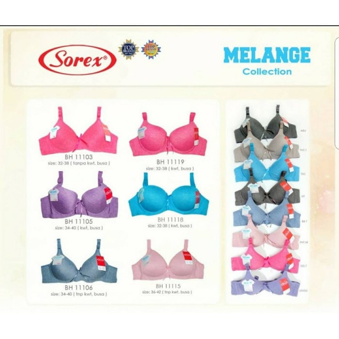 Sorex Bra Berkawat Kait 3 Busa Sedang Setara Cup B-C Melange Collections Casual 11105 Halus Basic