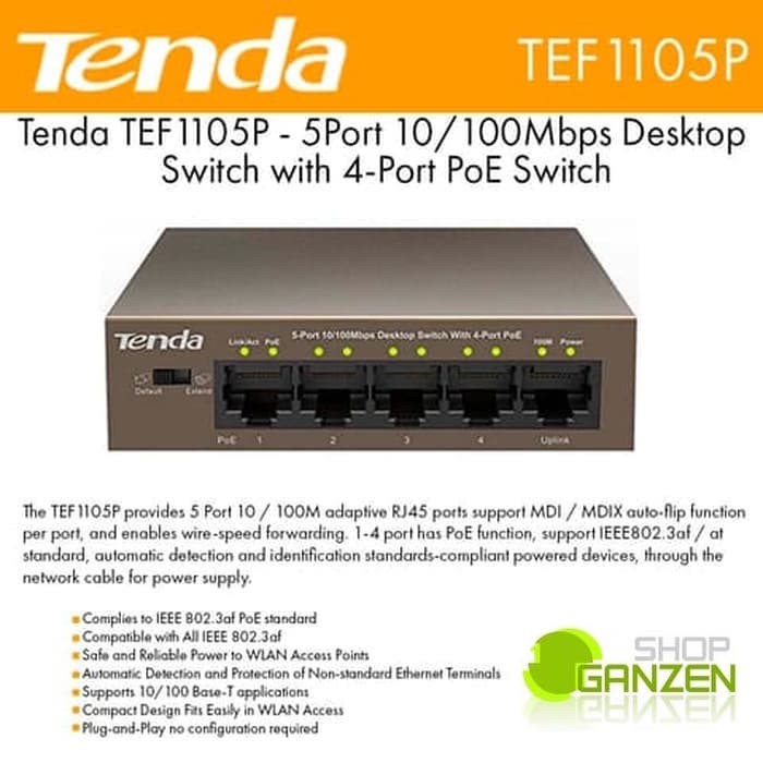 Tenda TEF1105P 4 port PoE Switch