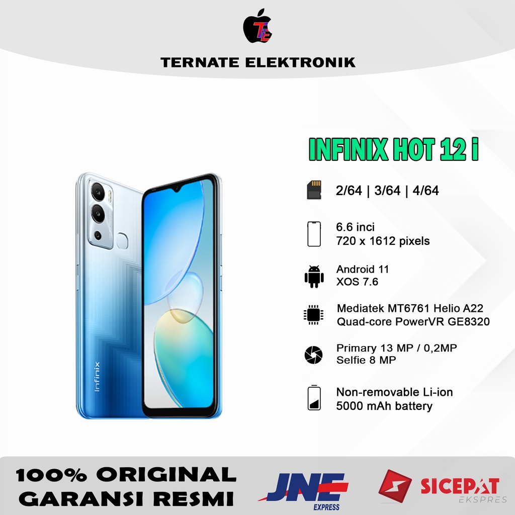 Infinix Hot 12i Ram 7/64gb ( Extended Ram 4gb + 3gb ) Garansi Resmi INFINIX