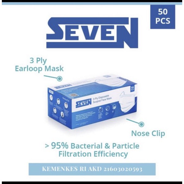 Masker Seven 3-Ply Surgical Face Mask 50pcs