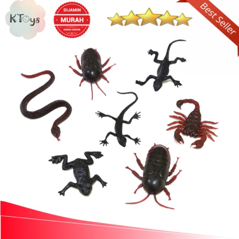 binatang karet mainan anak animal kadal scorpion ular katak random mirip asli