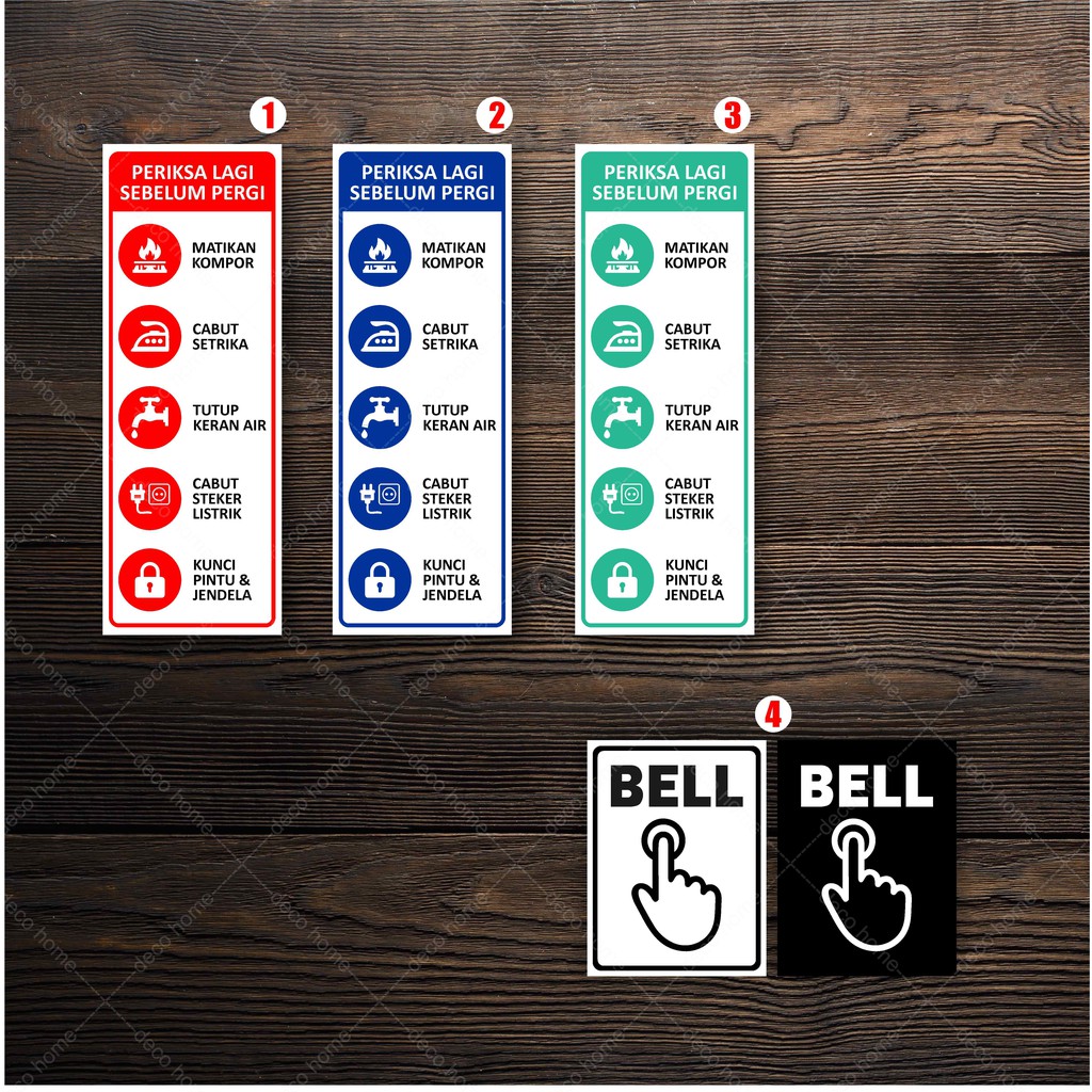 

Sticker Reminder Keamanan Rumah Matikan Kompor Cabut Setrika Bell Pintu