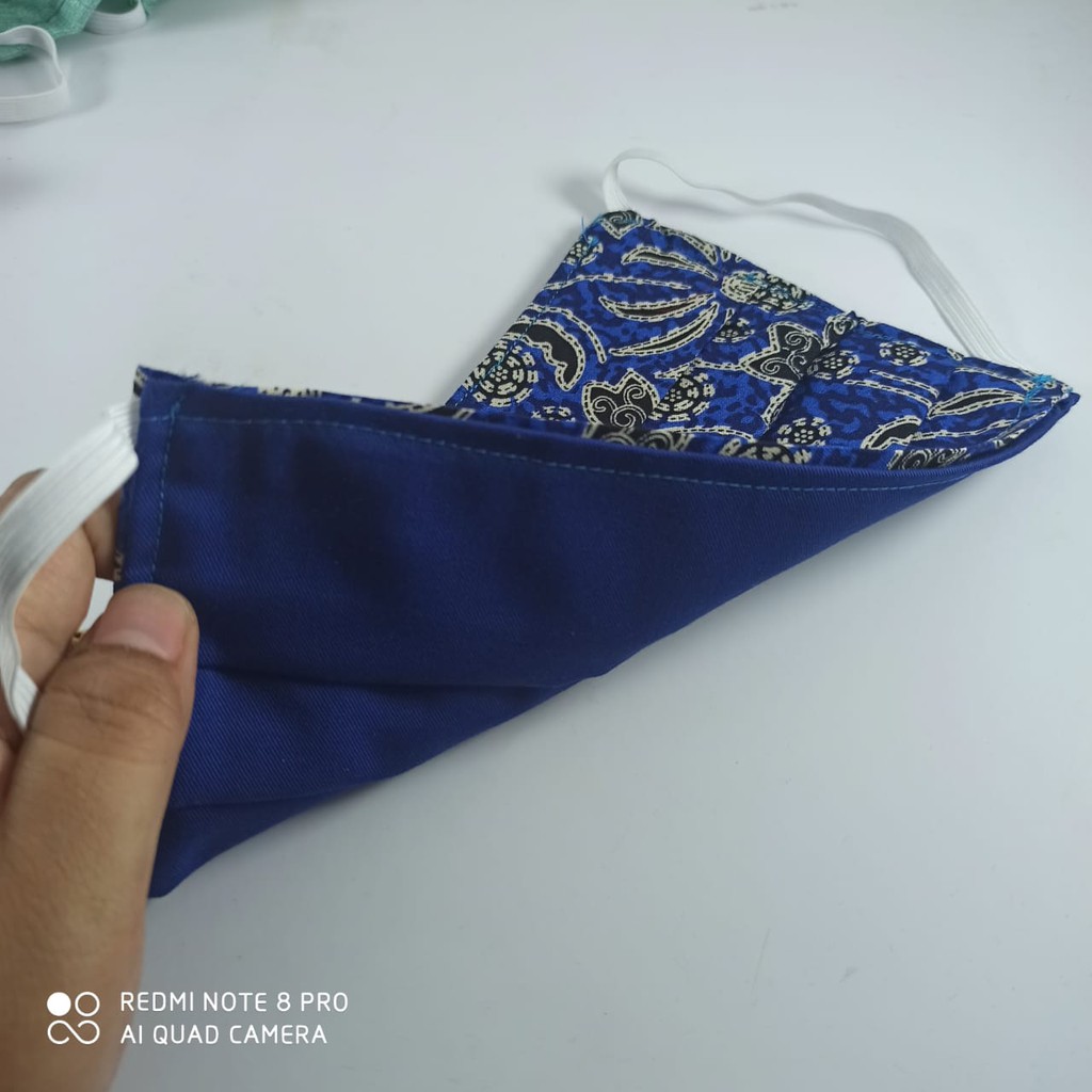 Masker Kain 2 Lapis/ Masker Katun Motif Batik Bisa Diisi Tambahan Filter Tisu/ Masker Kain Karet