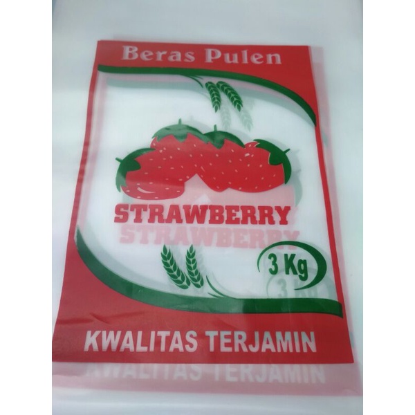 plastik beras 3kg strawberry(100 pcs)