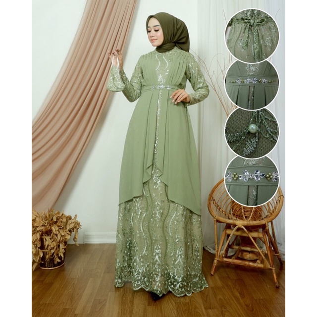 DRESS PESTA MEWAH - GAMIS DRESS ATHALIA - DRESS PESTA - GAMIS MEWAH - GAMIS PESTA CANTIK