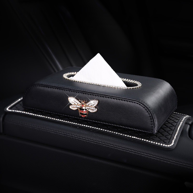 Tempat tissue dashboard mobil dengan hiasangc bee  crown DAD Premium series