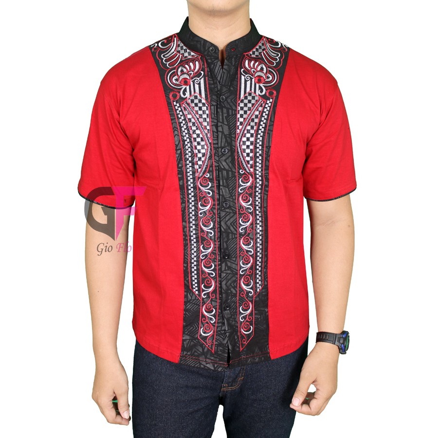 GIOFLO Baju Koko Masa Kini Elegan Casual Lengan Pendek Red / KKS 16