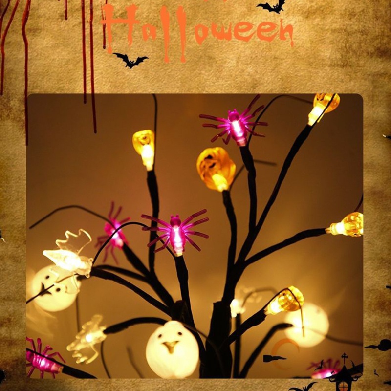 Zzz Lampu Tumblr 24-LED 18 &quot;Bentuk Labu / Hantu / Pohon Halloween Untuk Dekorasi