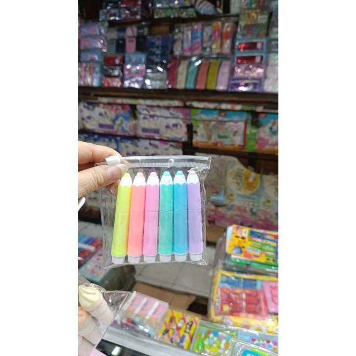 STABILO MINI SET 6 IN 1 KEKINIAN / STABILO BENTUK PENSIL LUCU / STABILO SPIDOL HIGHLIGHTER SERBAGUNA