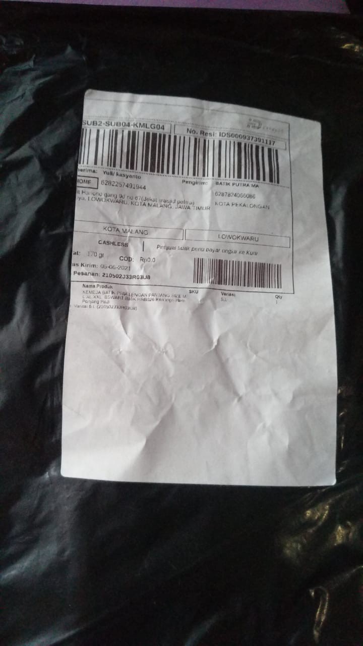 Kemeja Batik Pria Lengan Panjang Size M L Xl Xxl  Bswart Batik Hrb026 Kenongo Hem Panjang Padi