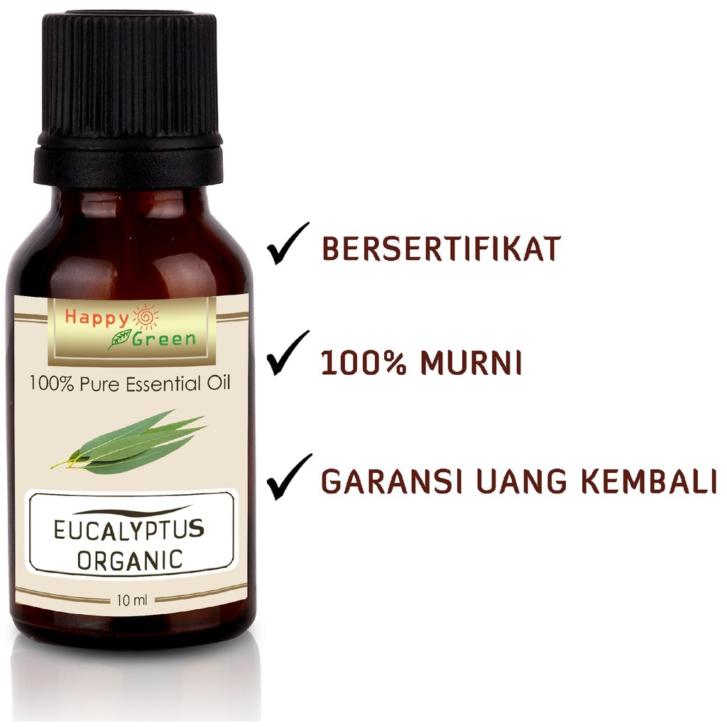 Happy Green ORGANIC Eucalyptus Globulus Essential Oil -Murni Tanpa Campuran