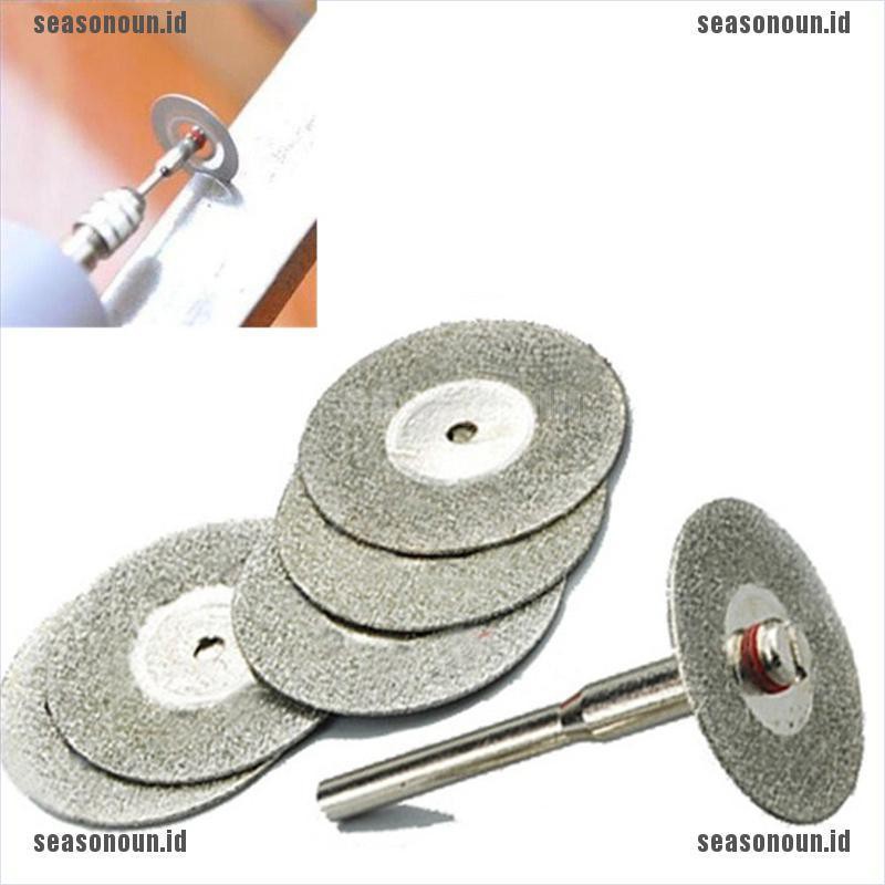 (sea) 5pcs 22mm Mata Bor Diamond cutting + 1 Mandrel Untuk Dremel